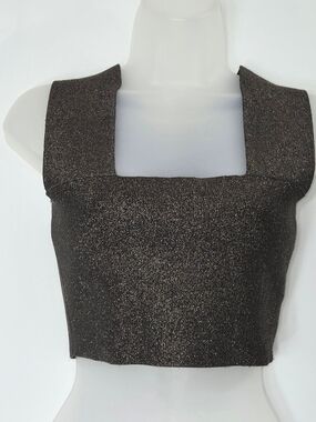 A.L.C. Lia Metallic Square-Neck Crop Top